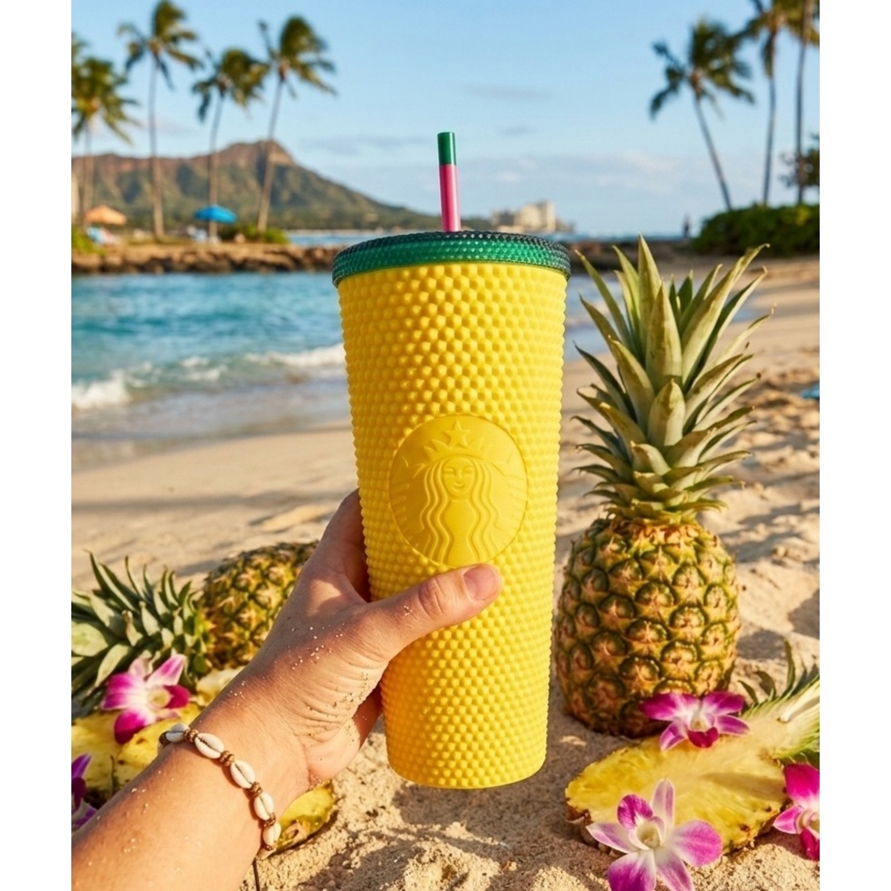 Starbucks Hawaii Exclusive Collection Pineapple Studded Tumbler Yellow & Green